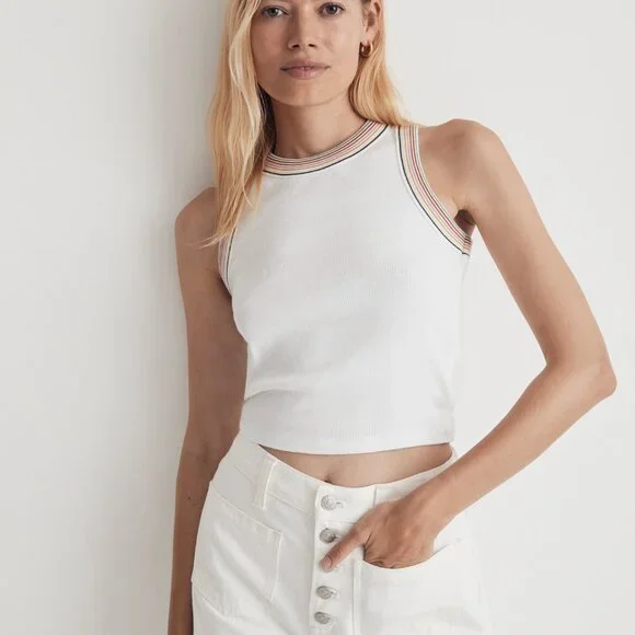 Madewell "The Pride Brightside" Crop Ribbed Tank Top s - Picture 11 of 11